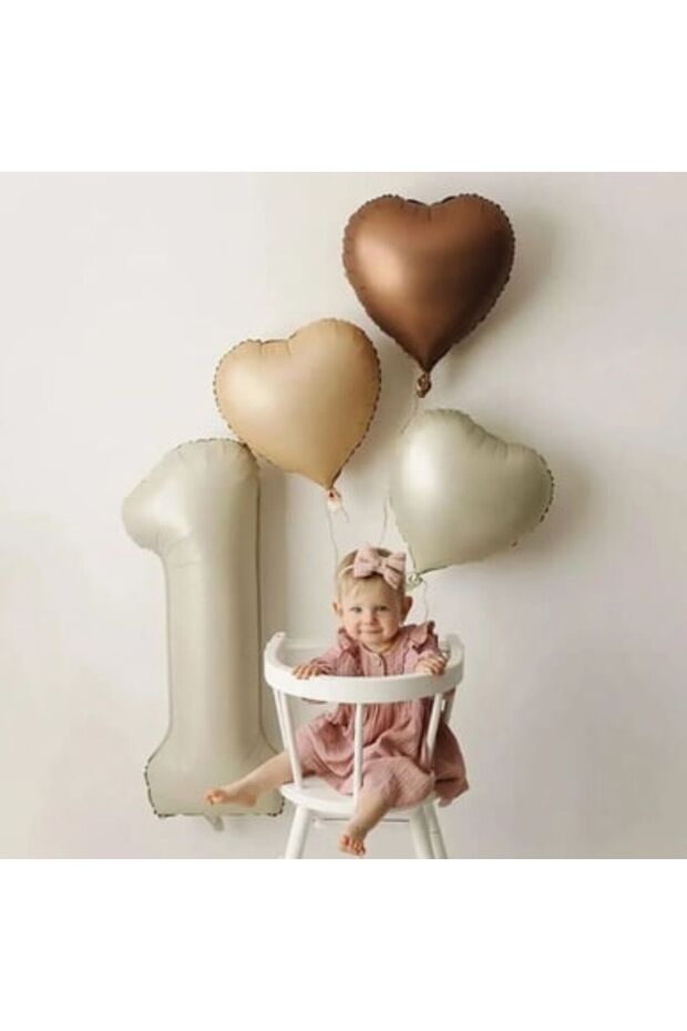 Retro Chrome 1 Year Old Heart Foil Balloon Set