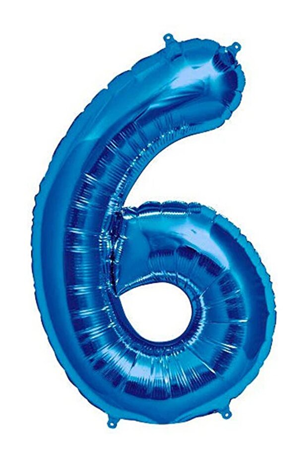 Number 6 Blue Foil Balloon 34 inches (76-82 cm)