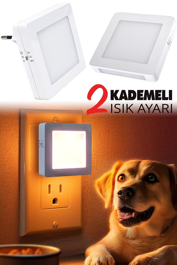 Led Gece Lambası Işık Şiddeti Ayarlanabilir Gece Işık Sensörlü Gün Işığı 80x80mm Jh025 - 1