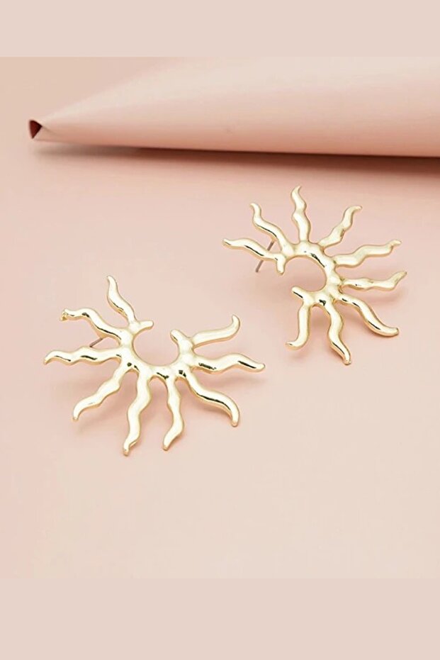 Güneş Figürlü Küpe Özel Kaplama - 1