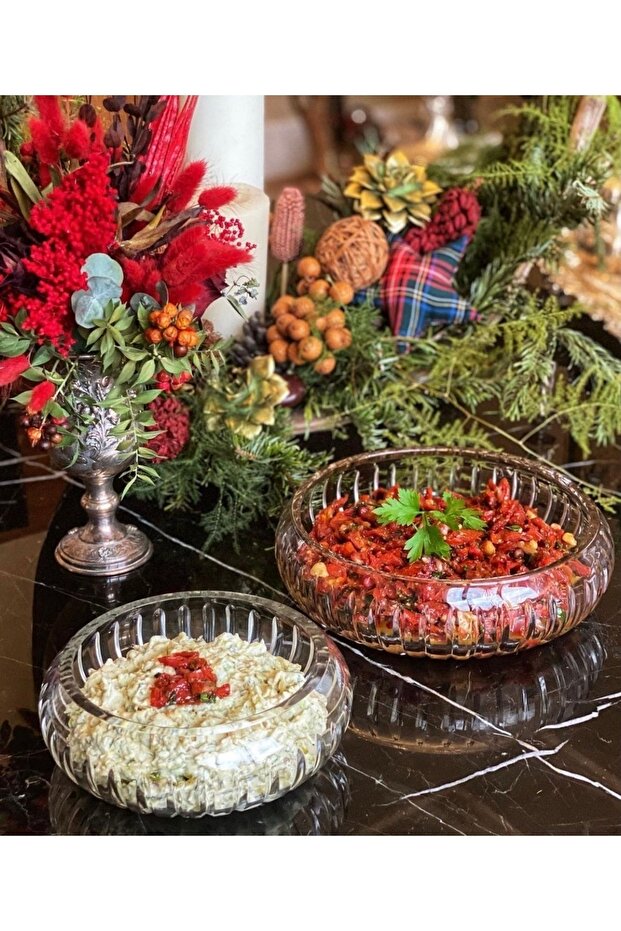 وعاء سلطة زجاجي قطع كريستال 18 سم