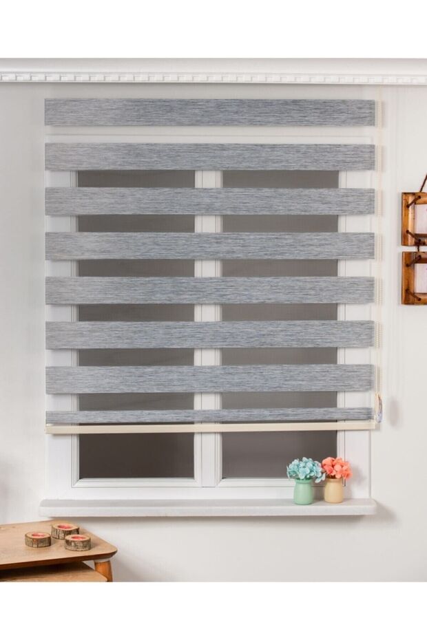 Network Awm Düz Gri Zebra Perde - 3