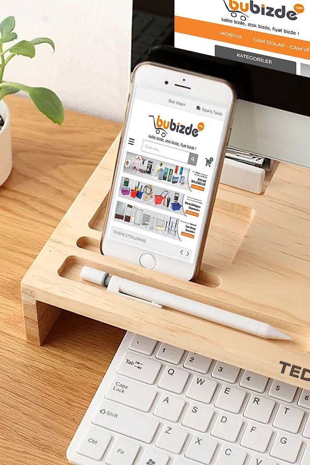 Monitör Altlığı, Masa Üstü Ahşap Organizer & Monitör Standı Monitör Yükseltici - 3