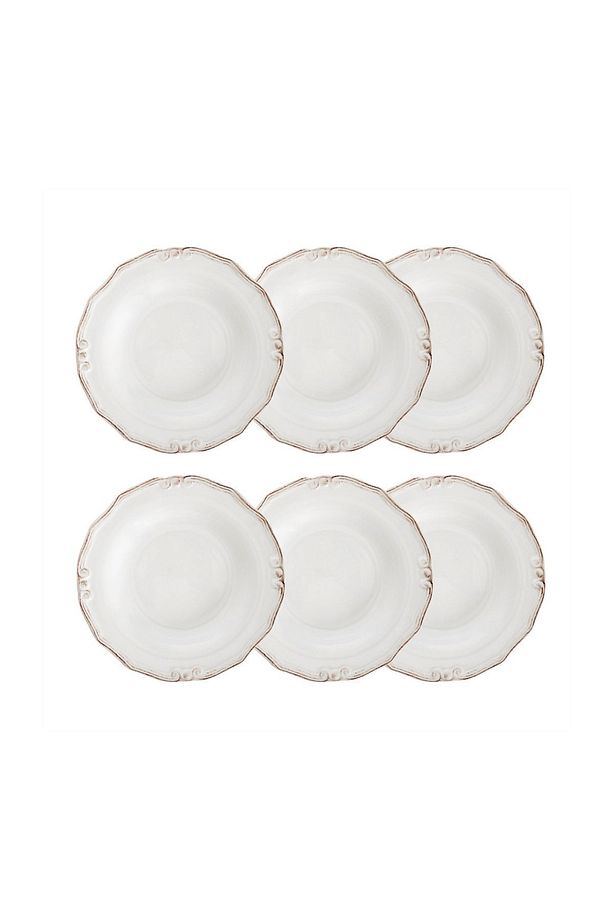Ekru 6 Lı Çukur Yemek Tabağı Seti 24cm - - 1
