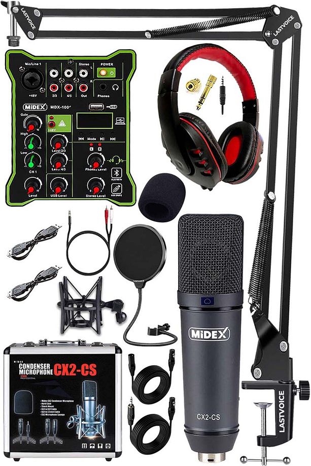 Wizard Paket-1 CX2 Stüdyo Mikrofon MDX-100 Stüdyo Kayıt Mikseri Kulaklık Ekipman Seti - 1