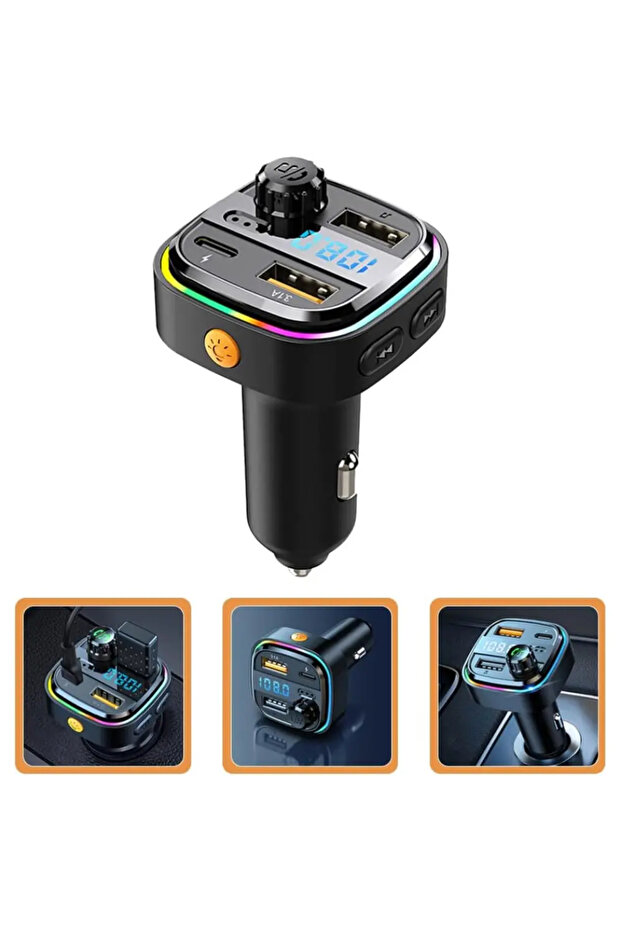 AFT-13 Wireless, 3.1A 2xUSB, TF Kartlı Type-C, RGB Işıklı FM Transmitter - 1