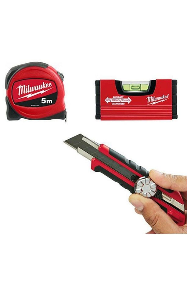 T4932471129 Ağır Hizmet Tipi 3’lü Set Maket Bıçağı, Metre Ve Su Terazisi - 2
