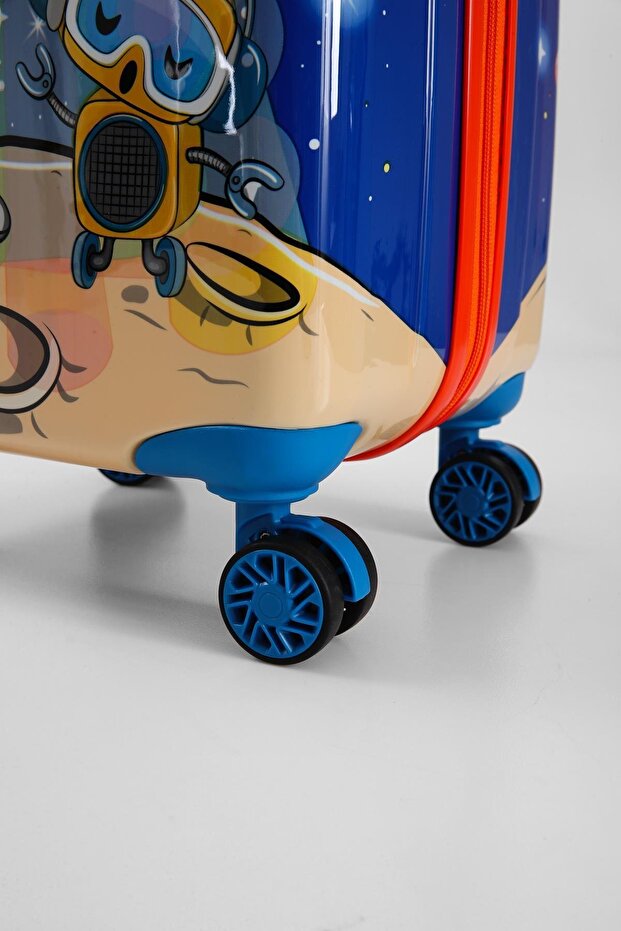 Ultra Hafif Robot Desenli Çoçuk Valizi - 6