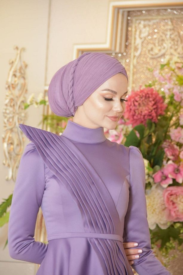 Mehtap Lila Abiye Elbise - 7