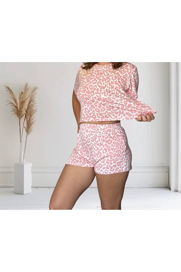 T-Shirt Şort Örme Pijama Takımı - 1
