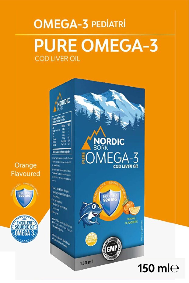 Omega-3 Balık Yağı Şurup 150 ml – Çocuk ve Yetişkin – Portakal Aromalı, Şekersiz, Yüksek Emilim - 1