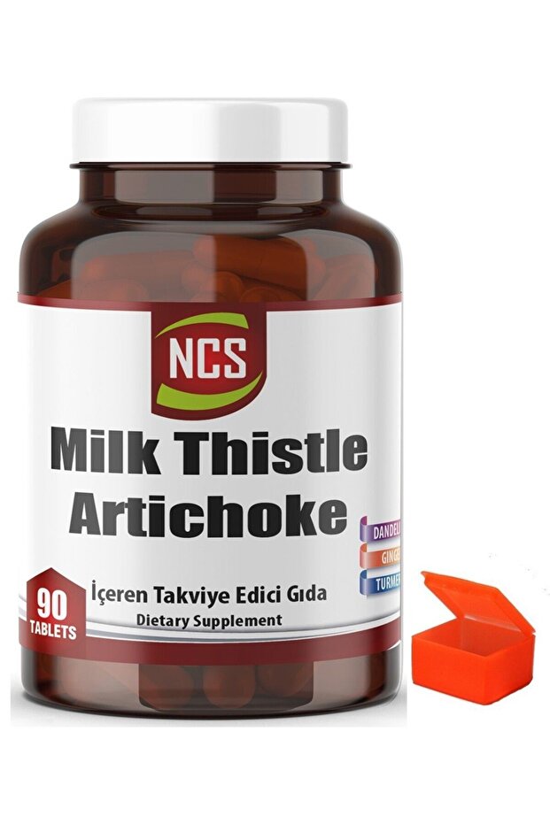 90 Tablets Milk Thistle Artichoke Turmeric - Pill Box