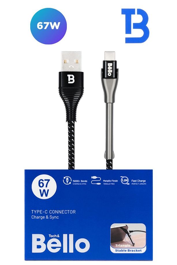 Usb A To Type-c 5a Hızlı Şarj Data 1.2m Örgülü Ve Alüminyum Standlı Kablo - 3
