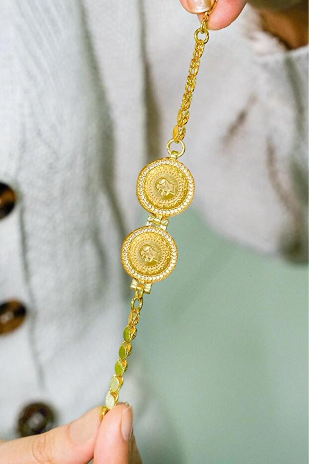 8 Ayar Çeyrekli Pullu 2li Bileklik - 5