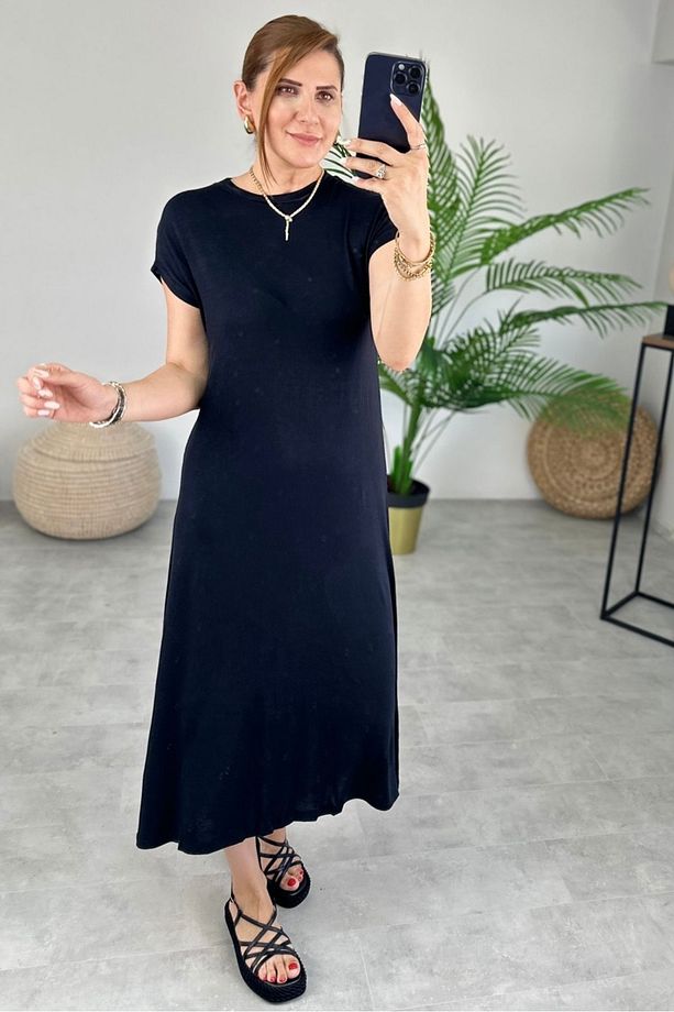 Rahat Kalıp Modal Basic Elbise - 1