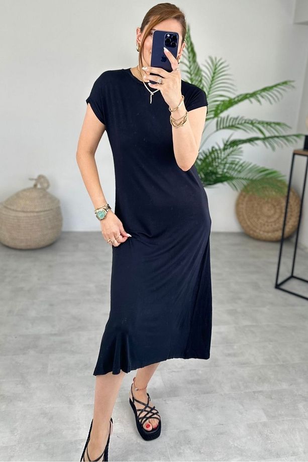 Rahat Kalıp Modal Basic Elbise - 3