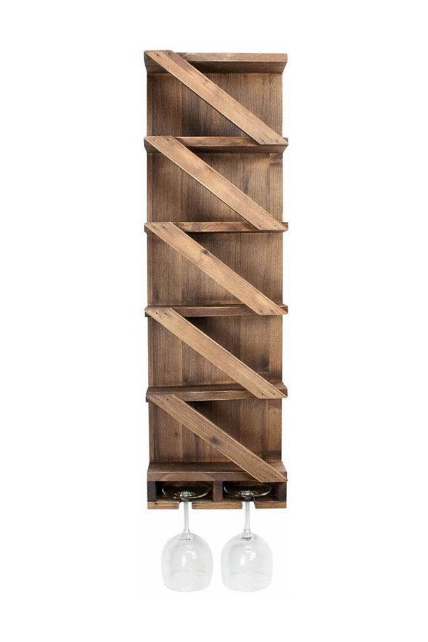 Dekoratif Rustic Masif Ahşap Modern Şaraplık Içki Standı Duvar Rafı Içki Kadeh Askılık Mutfak Rafı - 1