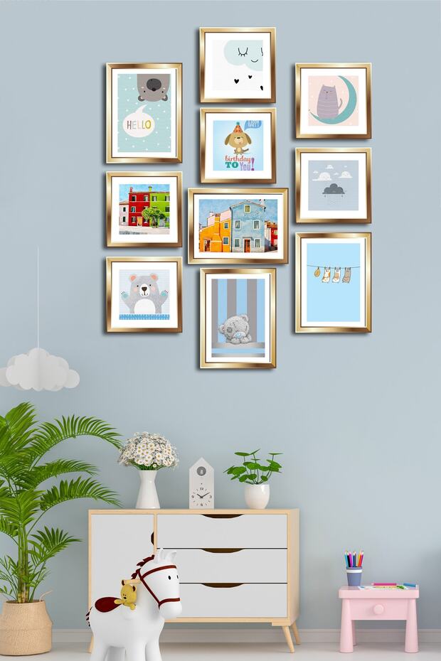 10 Parçalı Çerçeve Görünümlü Mdf Tablo Seti Flm101 - 1