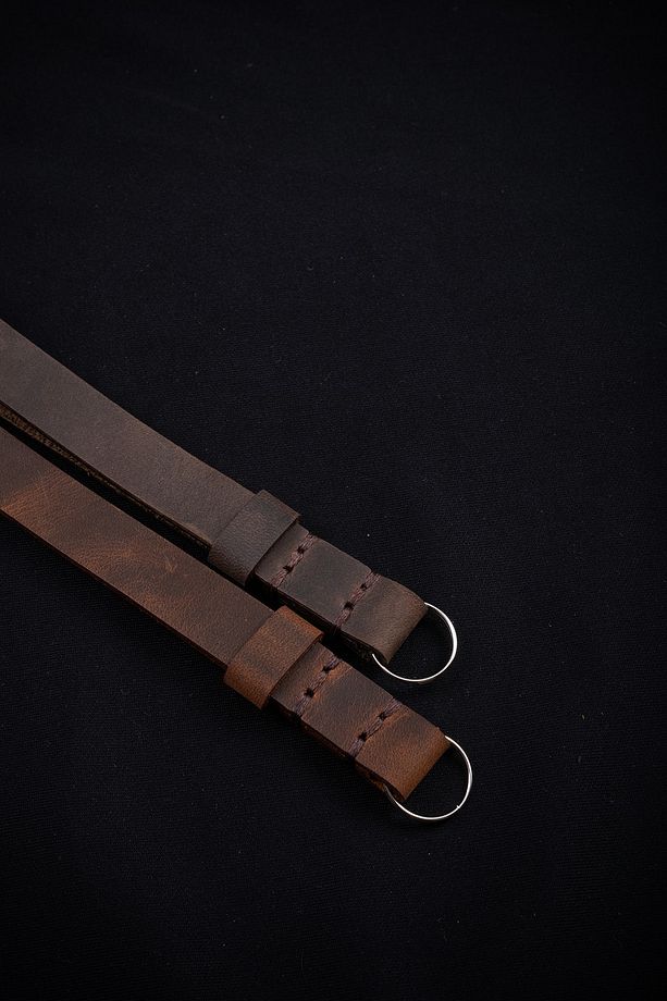 Minimal X Kamera Bilekliği - Taba - Gerçek Deri & El Yapımı & Minimalist Tasarım - 7