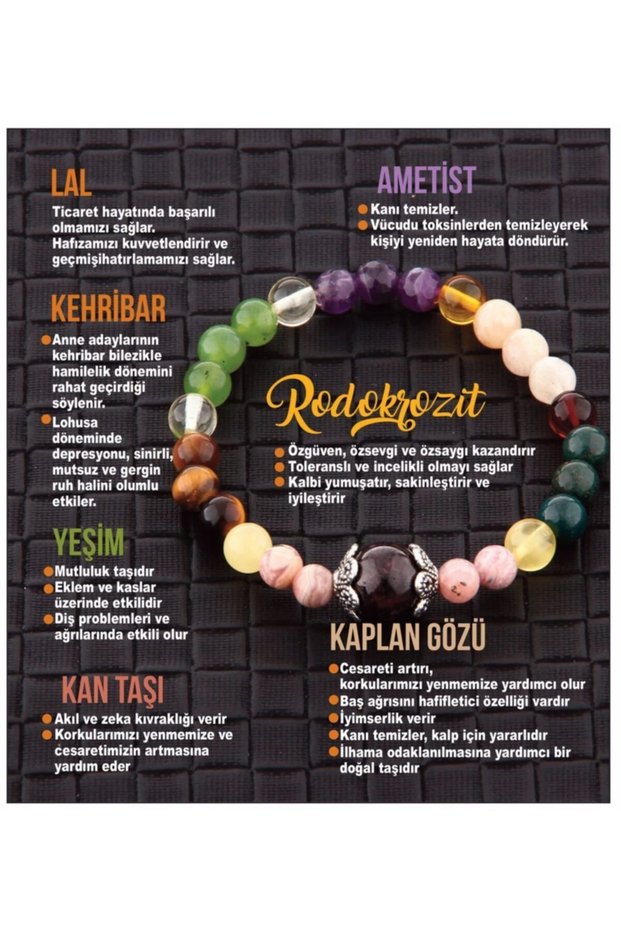Certified Natural Stone Bracelet - Lal Stone, amethyst, amber, rodochrosite, jade, blood stone, tiger eye