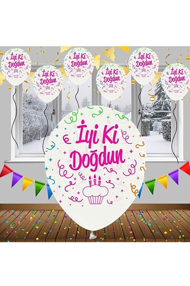 20pcs Happy Birthday Written Phosphorescent Latex Balloon White