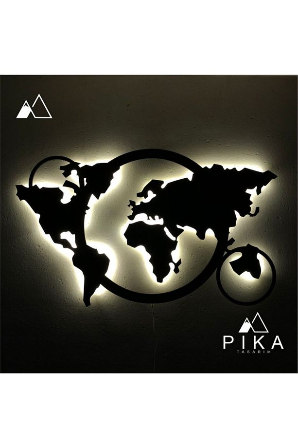 Led Işıklı Dekoratif World Map Tablo - 4