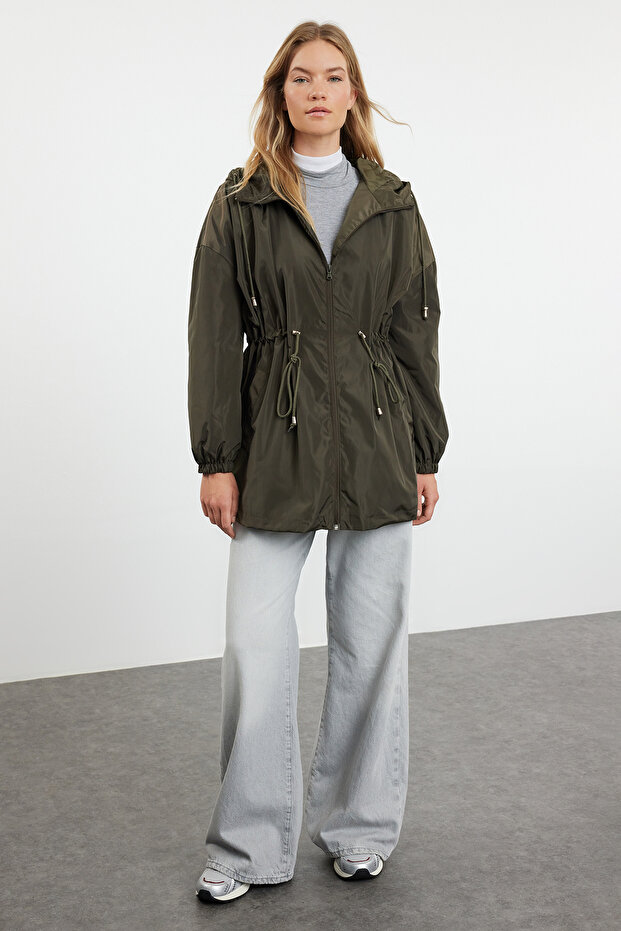 Khaki Oversize Kurtka Przeciwdeszczowa Z Kapturem VIBRATION TWOAW24MO00160 - 2