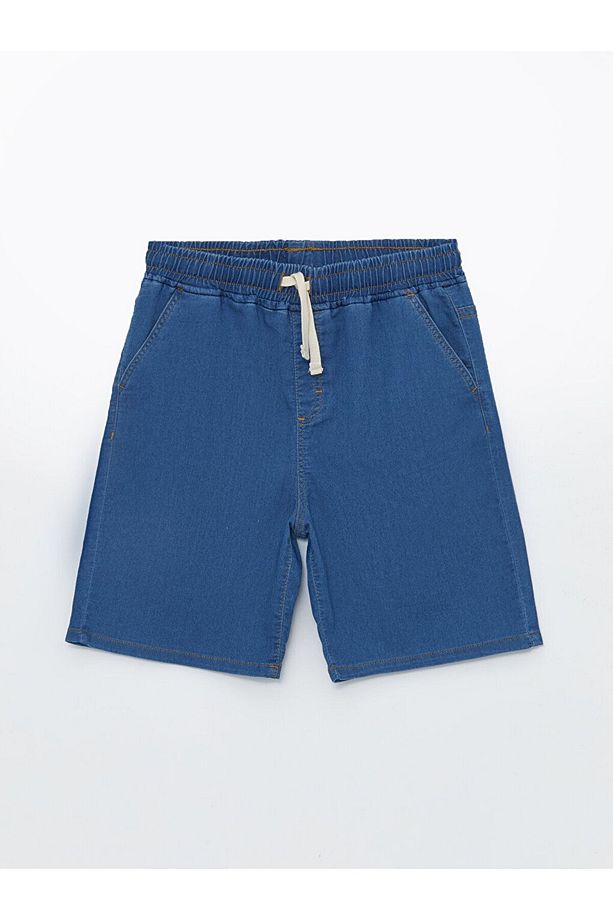 Rahat Kalıp Beli Lastikli Erkek Çocuk Jean Şort - 1