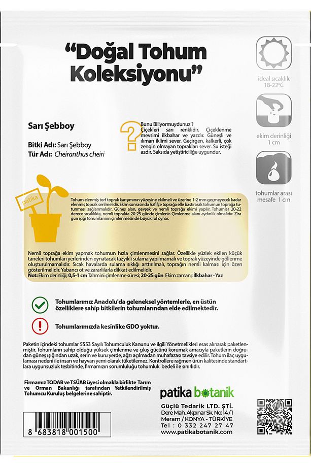 100 Adet Sarı Şebboy (CHEİRANTHUS CHEİRİ) Çiçek Tohumu - 3