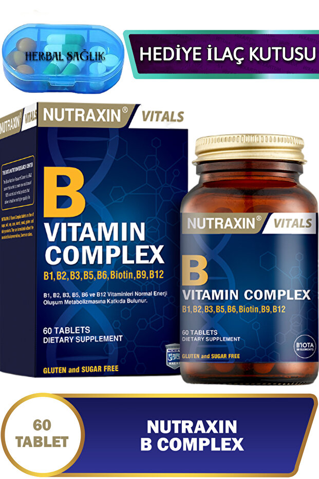 B Vitamin Complex 60 Adet Tablet (B1-B2-B3-B5-B6-Biotin-B12) - 1