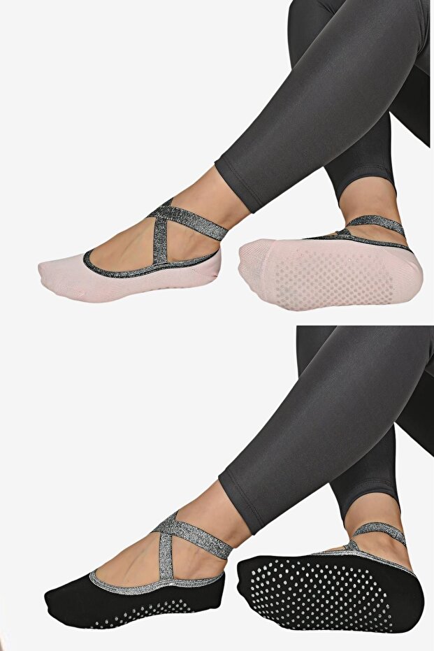 Shocks 2'li Simli Pilates Çorap - 2