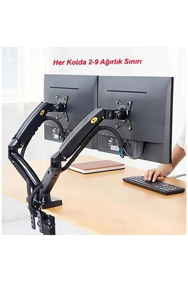 Nb F160 Çift Kol Amortisörlü Monitör Tutucu 17-30" Lcd Led Monitör Tutucu-siyah - 1