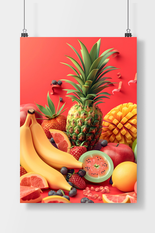Fruit Patterned Frameless Wall Poster - 1