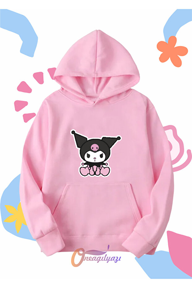 Kids Unisex Kuromi Printed Oversize Hooded Sweatshirt