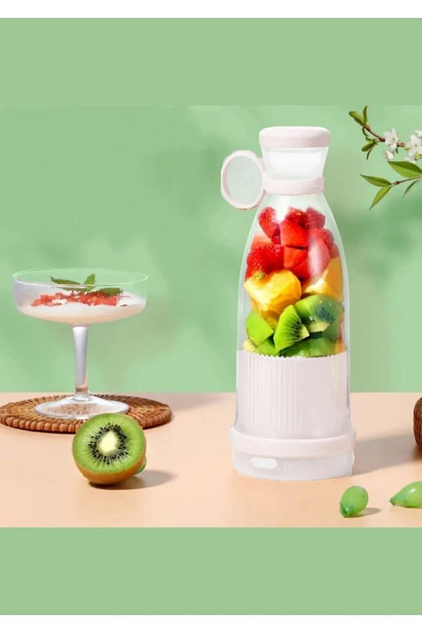 Mini Juice Taşınabilir Blender Plastik Şişe Smoothie Milkshake USB Şarj Edilebilir 420 ml. - 2