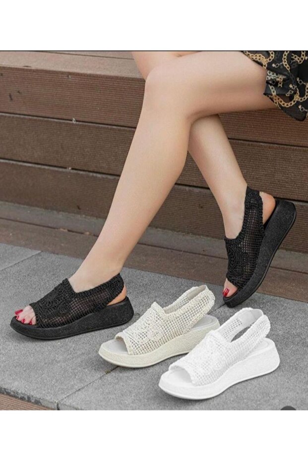 KADIN HASIR ÖRGÜ SANDALET - 4