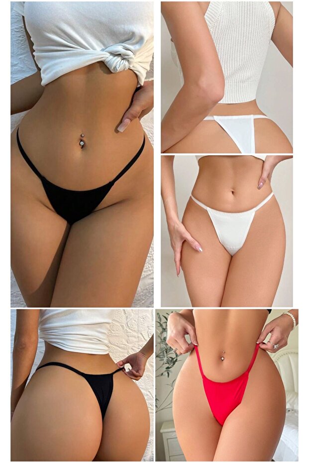 Kadın 5li Paket Basic Tanga String - 1