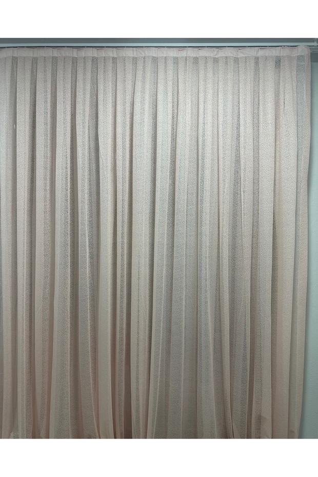 Tül | Pembe | 1 x 2,5 Pileli | Kornişli | Tek parça | Hazır - 1
