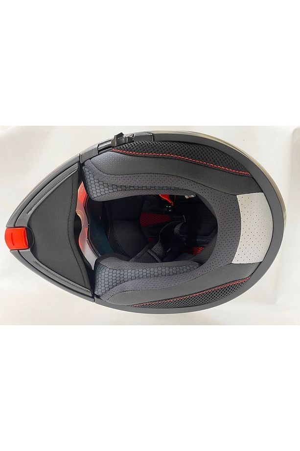 Genesis Cave A5 Mat Kırmızı Siyah Çene Açılır Kask Iç Güneş Vizörlü - 7