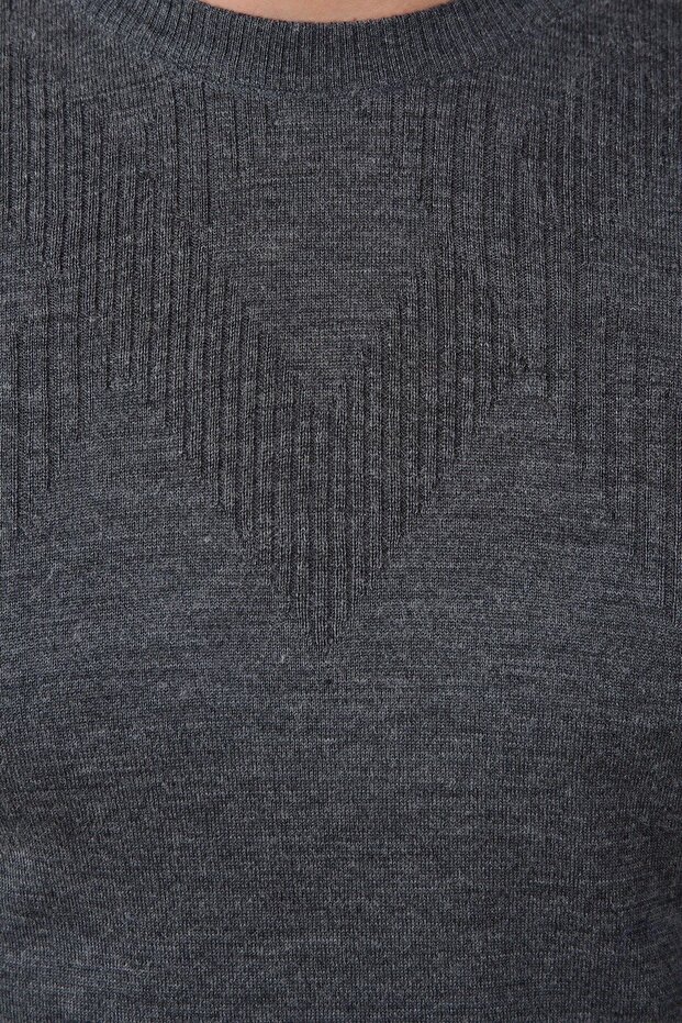 Antrasit Bisiklet Yaka Superfine Yün Erkek Triko Kazak - 2