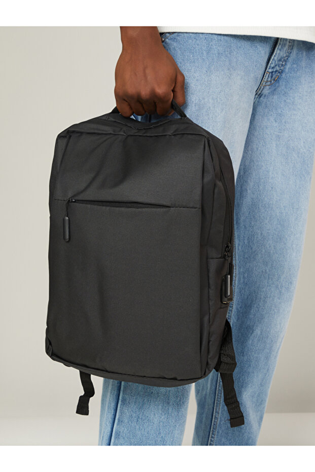حقيبة ظهر بسحاب أمامي مع منفذ USB - 3