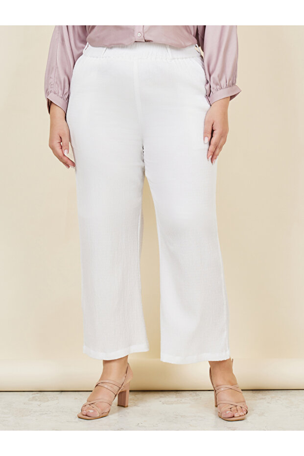 Plus Size Elastic Waistband Wide Leg Pants