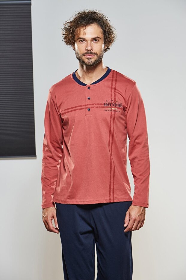 Erkek Düğmeli Pijama Takımı 21322 - 2