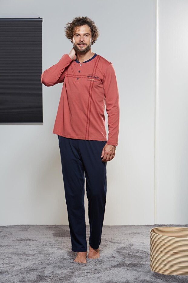 Erkek Düğmeli Pijama Takımı 21322 - 1
