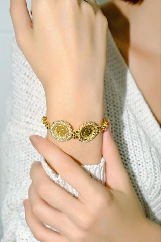 8 Ayar Çeyrekli Pullu 2li Bileklik - 2