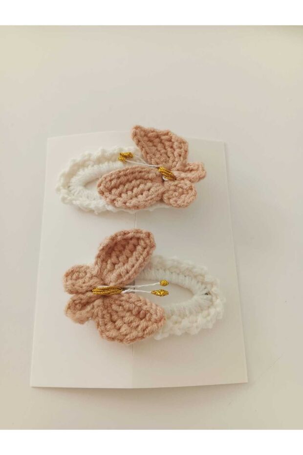 Trendy Hair Accessory 100% Cotton Butterfly 2- Snap Button Hair Clip Set