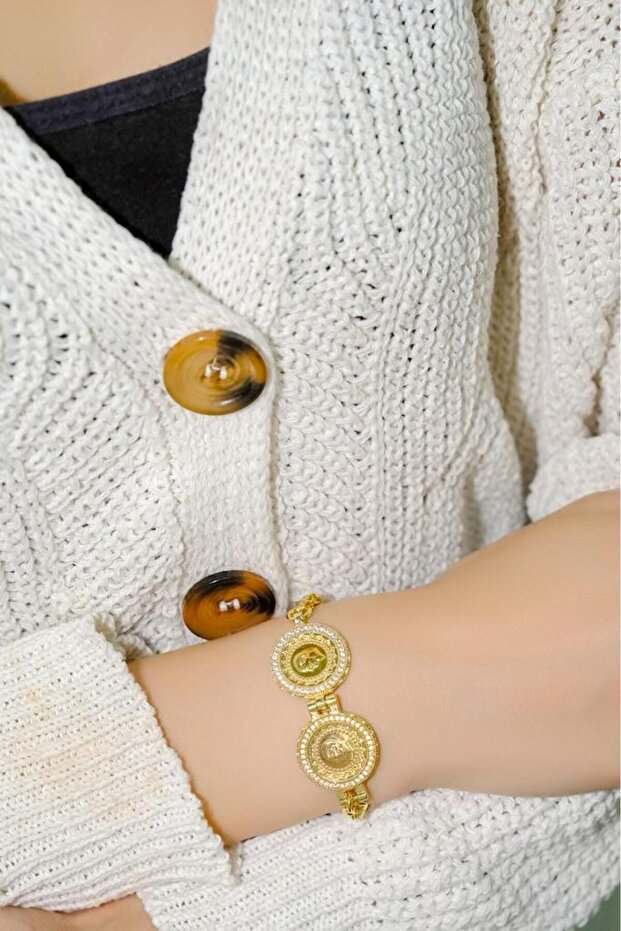 8 Ayar Çeyrekli Pullu 2li Bileklik - 1