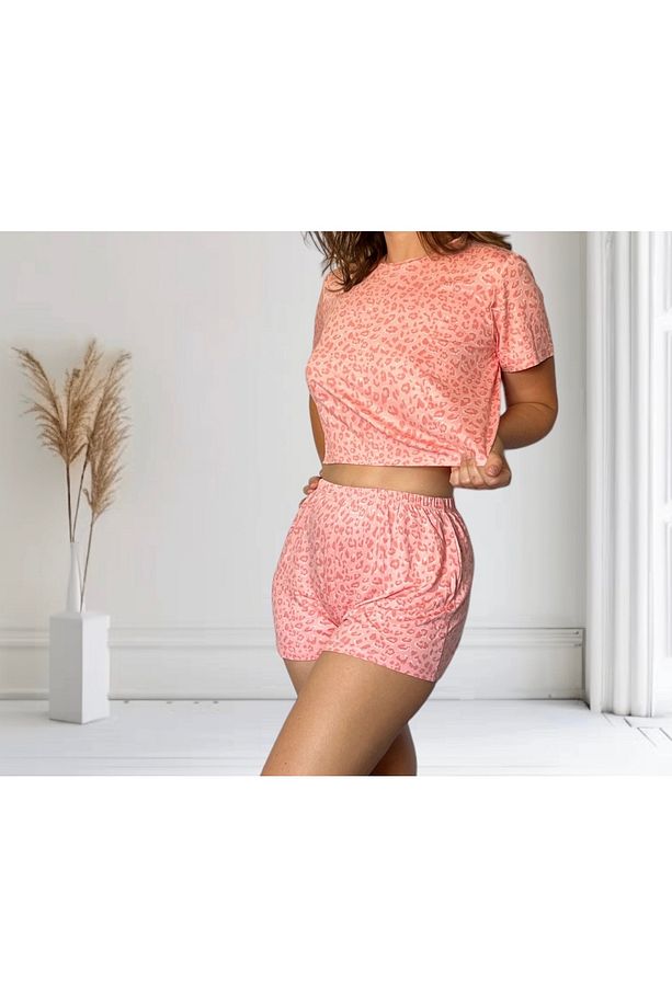 T-Shirt Şort Örme Pijama Takımı - 1