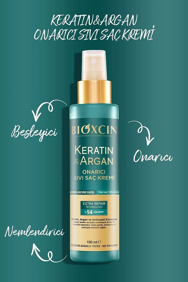 Keratin & Argan Onarıcı Şampuan 300ml + Keratin Argan Saç Bakım Yağı + Saç Kremi+Onarıcı SıvıYağ - 2
