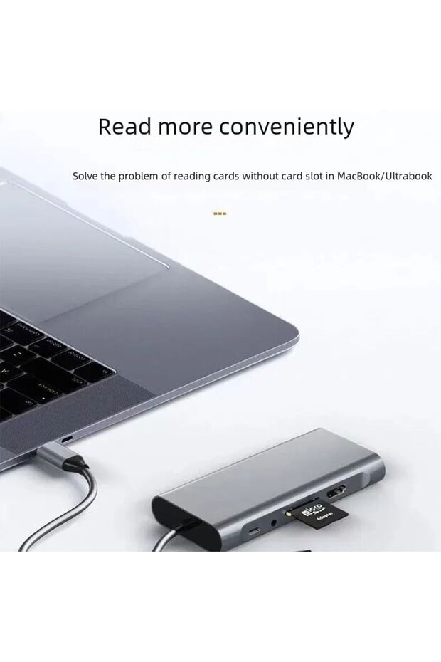 Macbook Pro Air Type C Hub Pd Şarj Hdmı Sd Network Vga Girişli 11 In 1 Hub Çevirici Dönüştürücü - 3